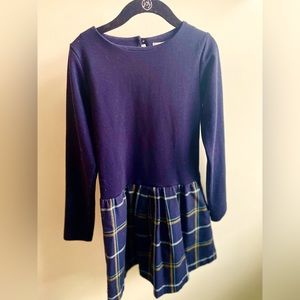 Jacadi blue and plaid winter dress 8a